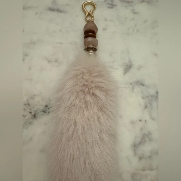 NWOT Anthropologie Faux Fur Beaded Bag Charm - Picture 3 of 5